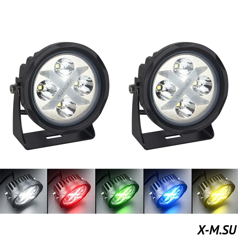 Комплект светодиодных фар  Aurora ALO-R4T3-PQ(Дальний свет) с RGB подсветкой Комплект светодиодных фар  Aurora ALO-R4T3-PQ(Дальний свет) с RGB подсветкой