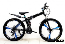 Велосипед 26&quot; HEMEN СКЛАДНОЙ YTJ-MTB-LR1 (литые обода 3 ЛУЧА-ЧЕРНЫЕ, диск.торм.21ск) ЧЕРНЫЙ